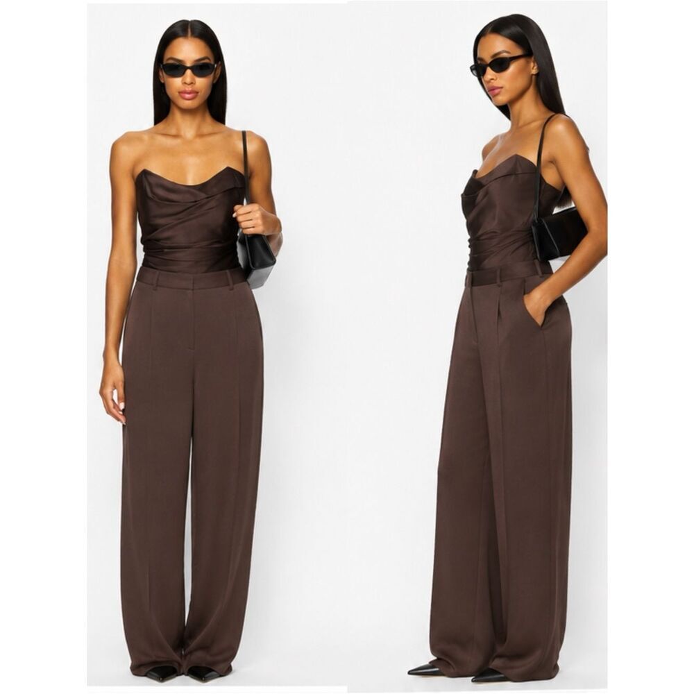 NWT THE SEI Relaxed wide leg trouser in “Cocoa” brown
